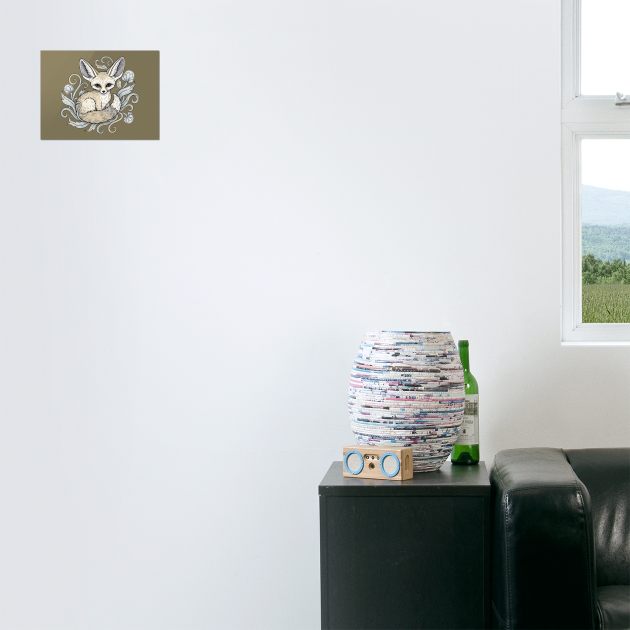 Fennec Fox with Desert Flowers by BirdsnStuff